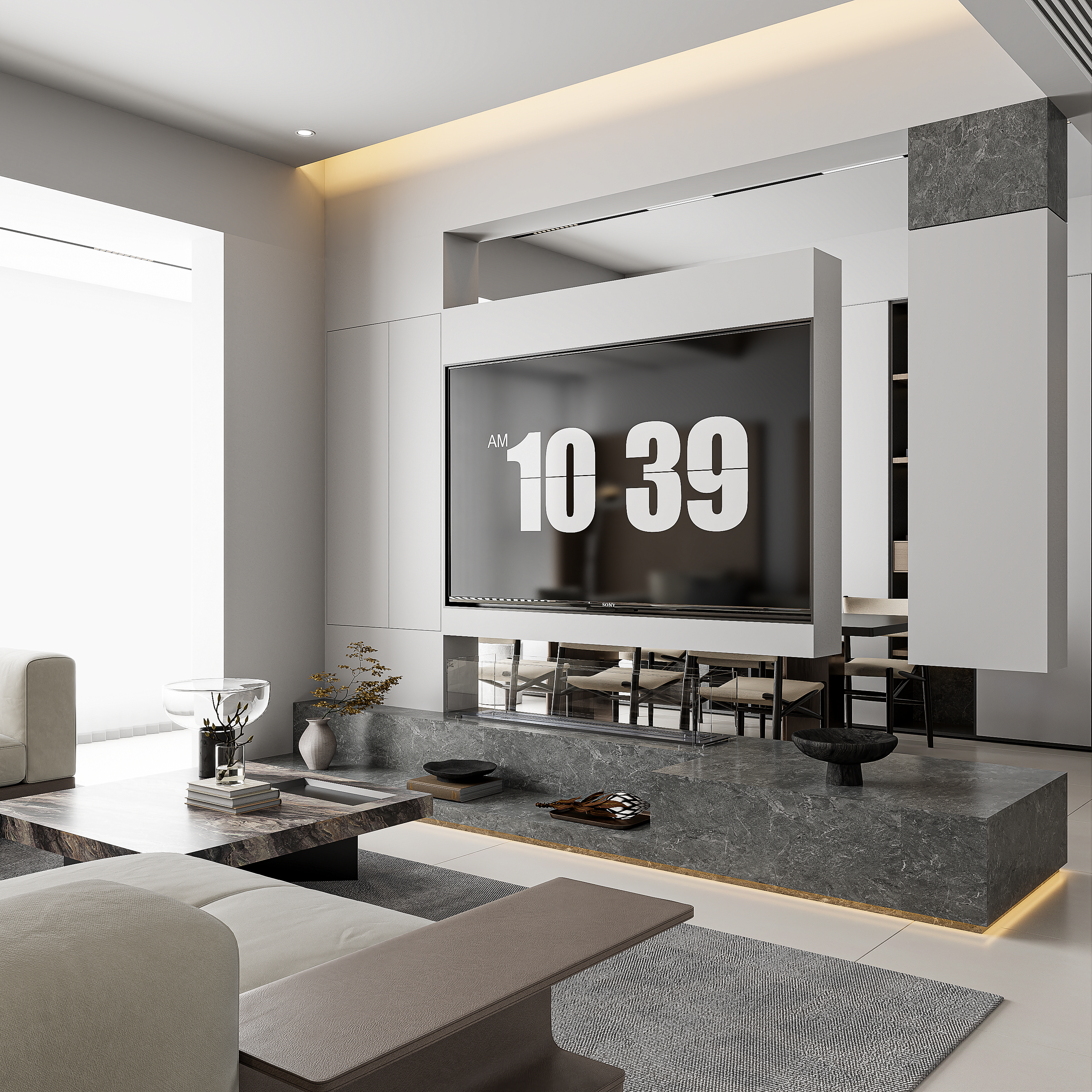 现代 客餐厅  CV渲染-3