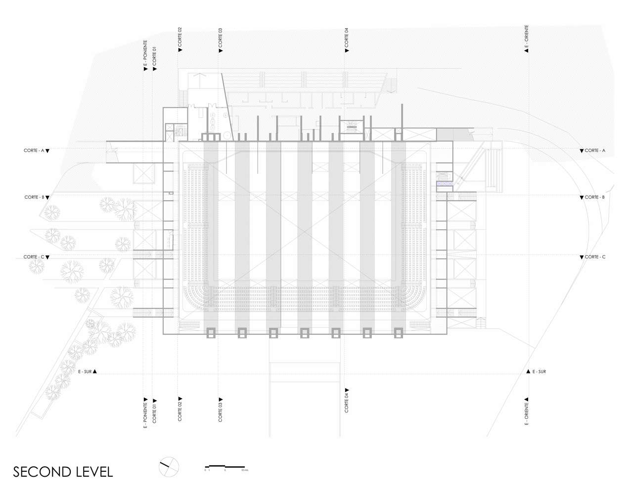 智利森林中的圣乔治学院体育馆-67