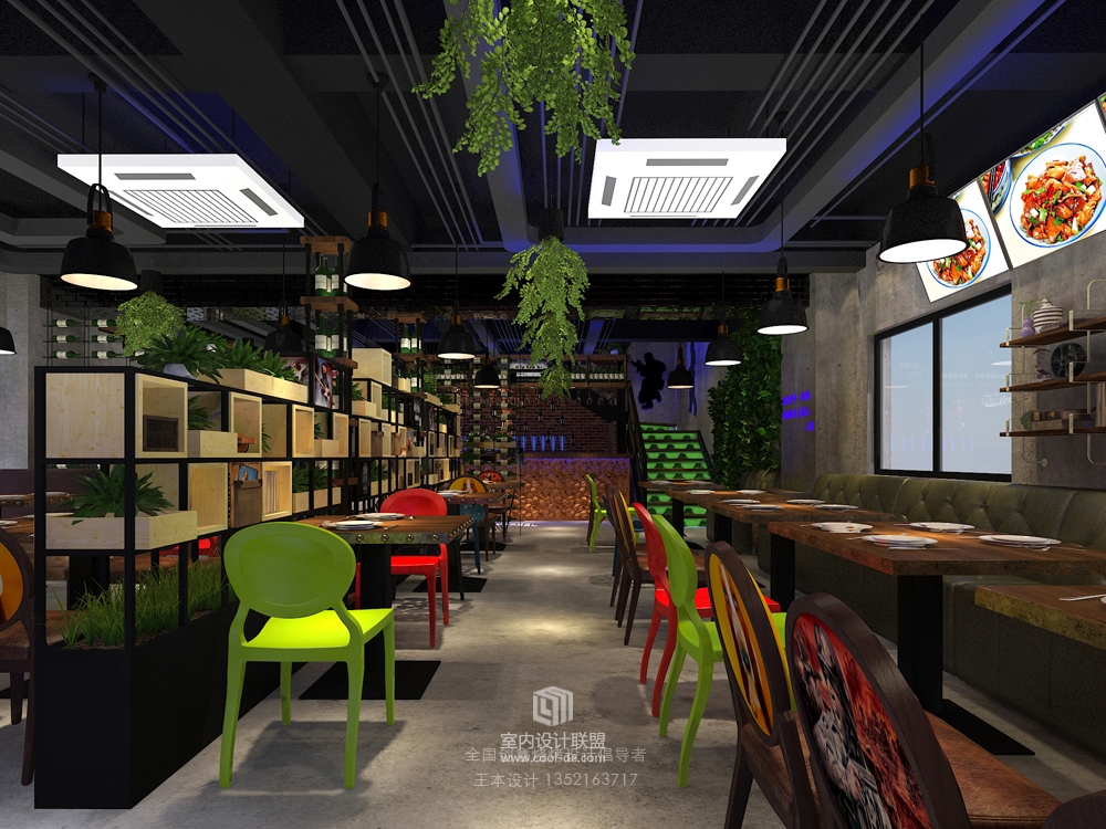 铜陵战友蚝情烧烤店重装设计案例展示，将绿色引入室内一家烧烤店-6