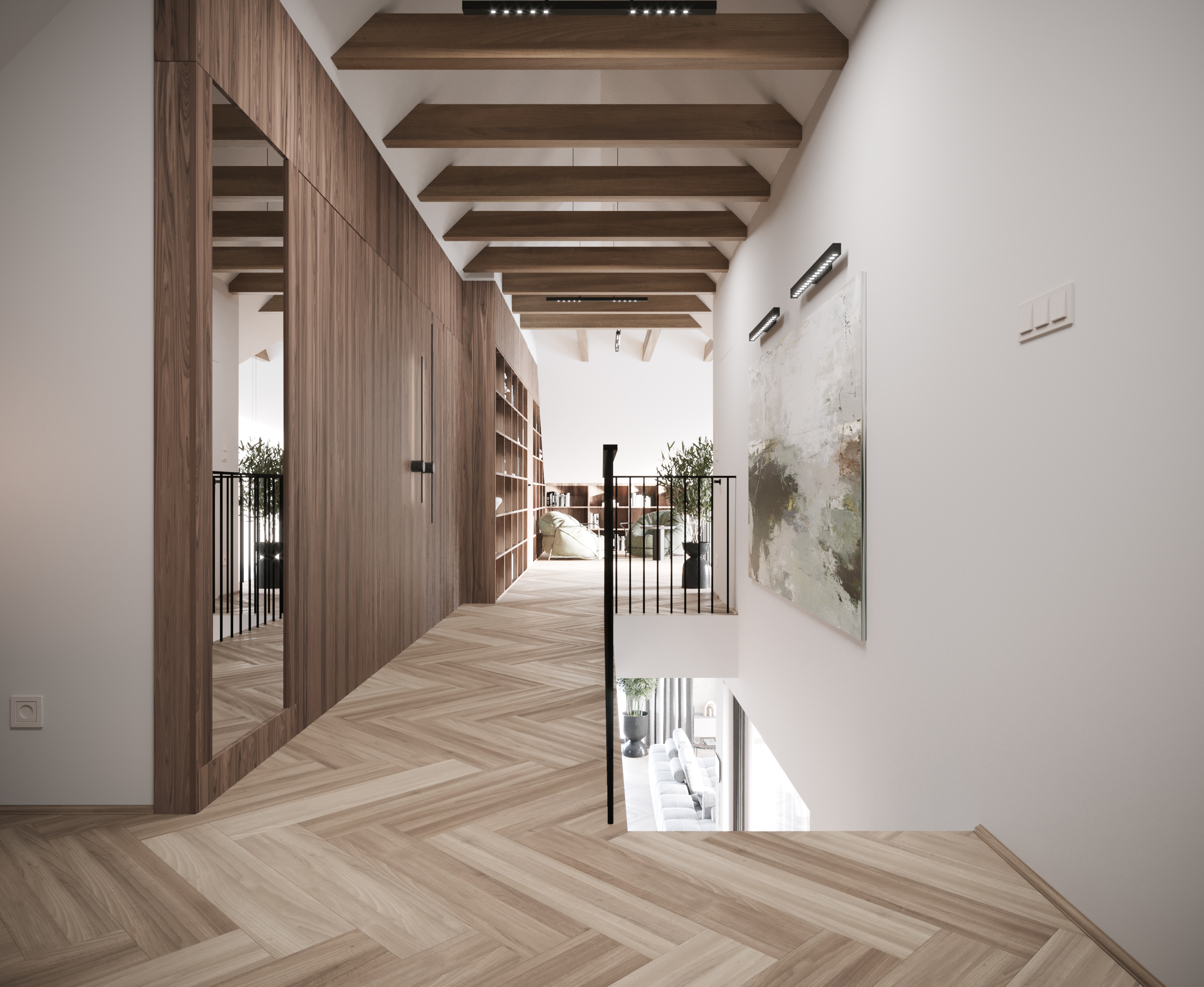 Upstairs hallway | Home library-5