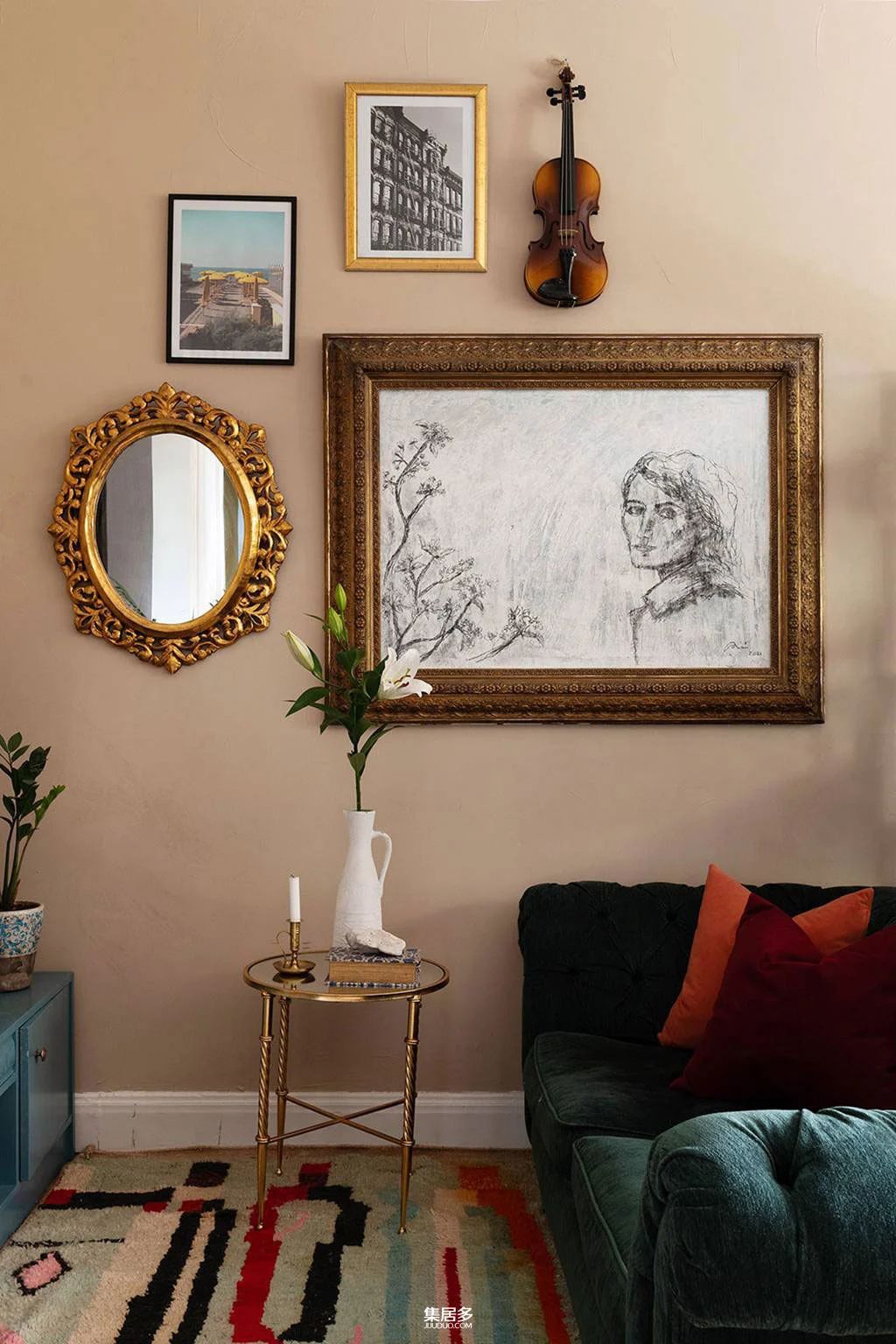 绿色调斯堪的纳维亚时尚公寓：舒适与复古的完美结合（45平方米）-3