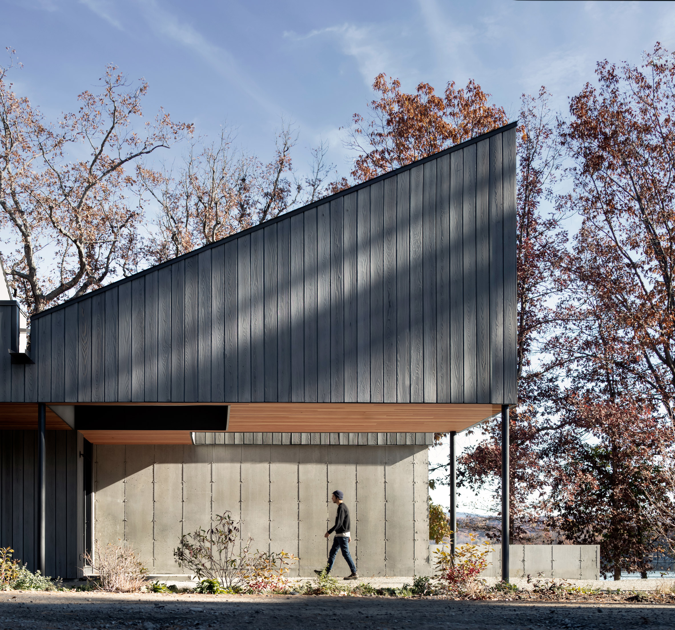 纽约州 Copake Lake House | 雕塑般的翼形屋顶与自然共生-42