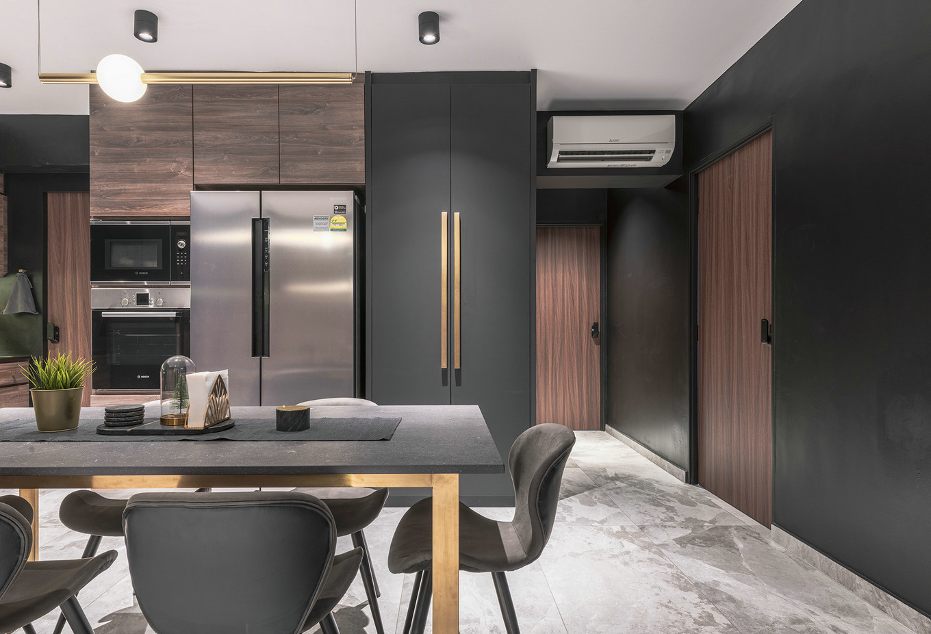 绿色工业风，暗黑系单身公寓设计亮点-10