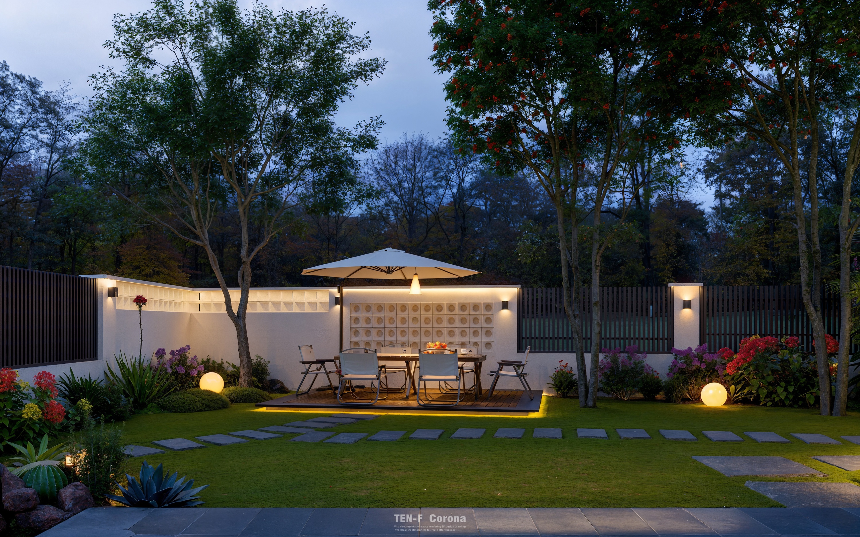 别墅院子渲染-6