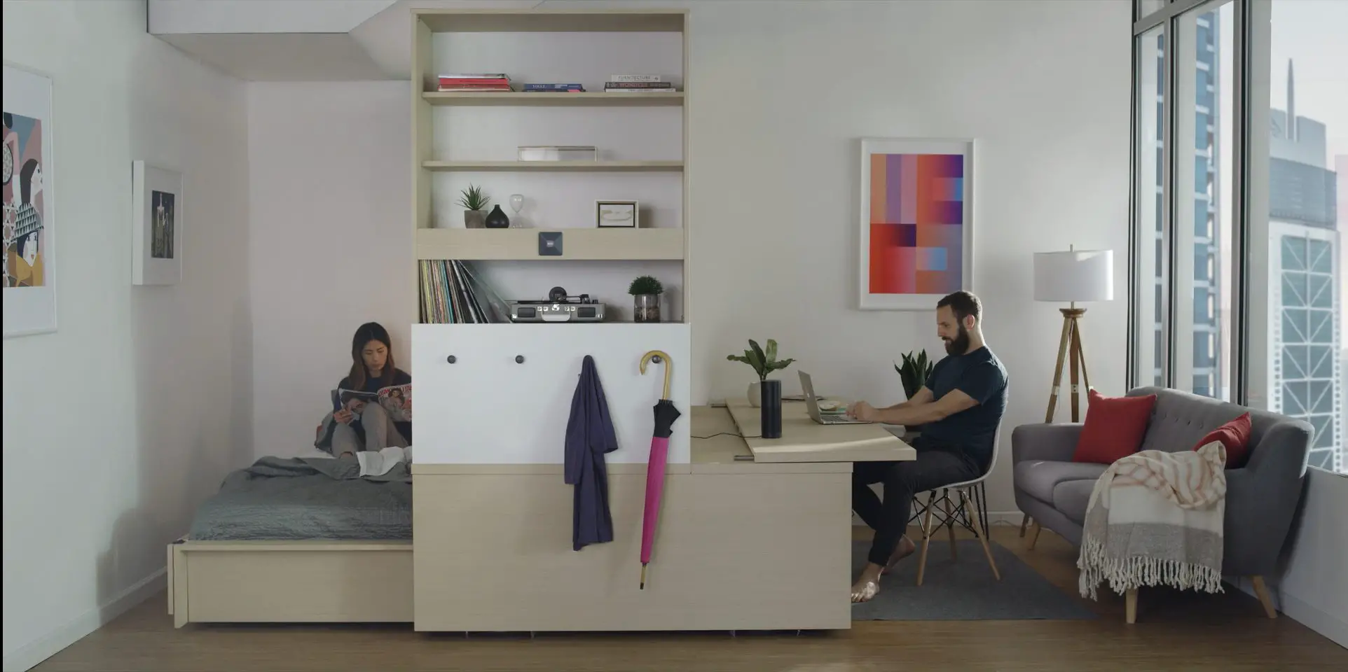 50m²工作室变卧室，智能家具解决空间难题-1