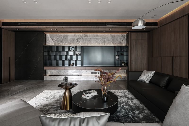 现代简约山语清晖，乐高模型与石材质感的空间对话-9