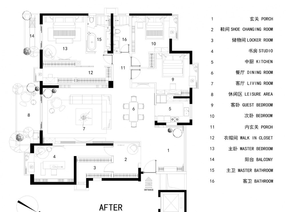 融合南北对流与女性力量的黑灰色系家居设计-3