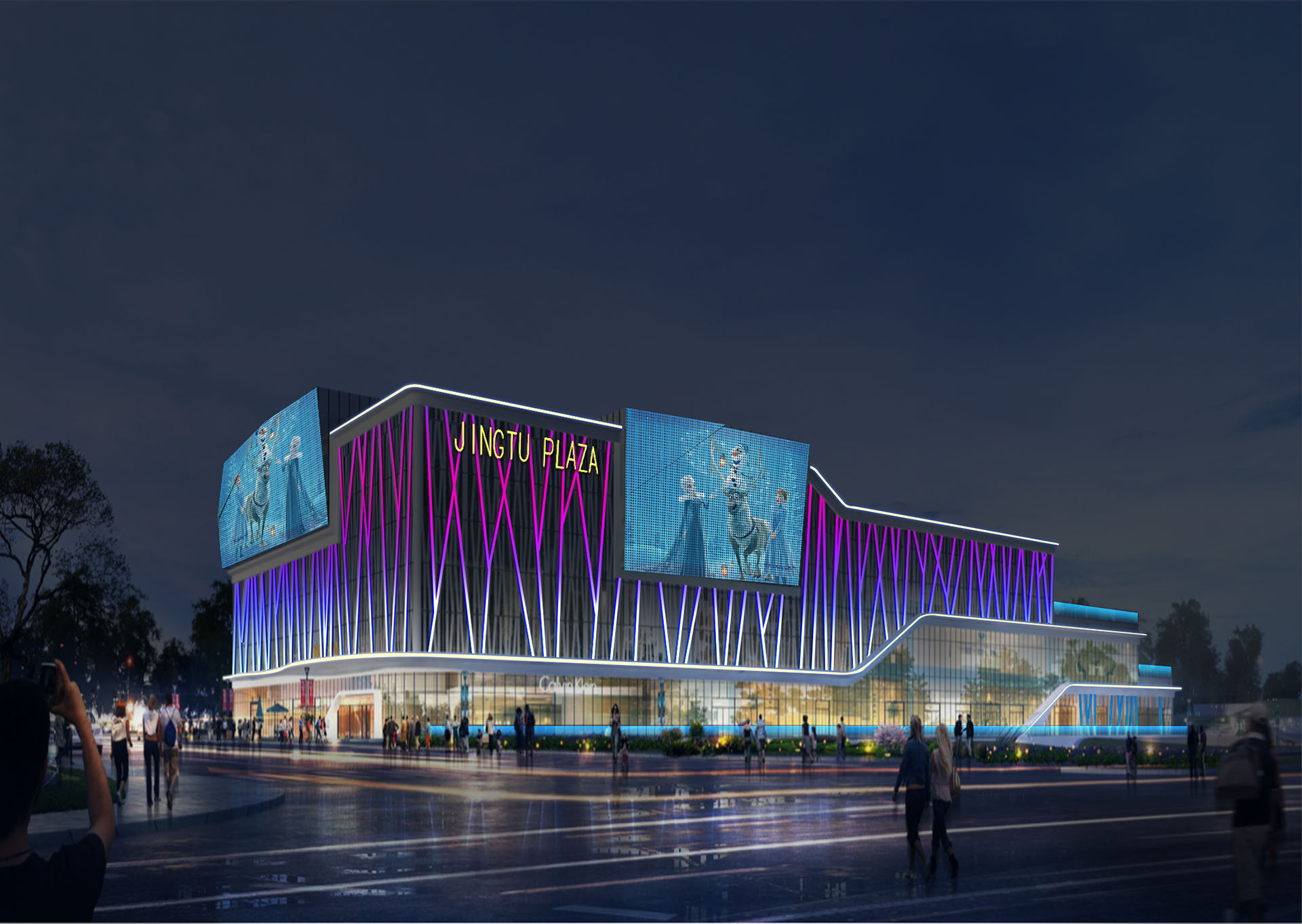 早期的一些商业中心建筑写字楼亮化效果图-3