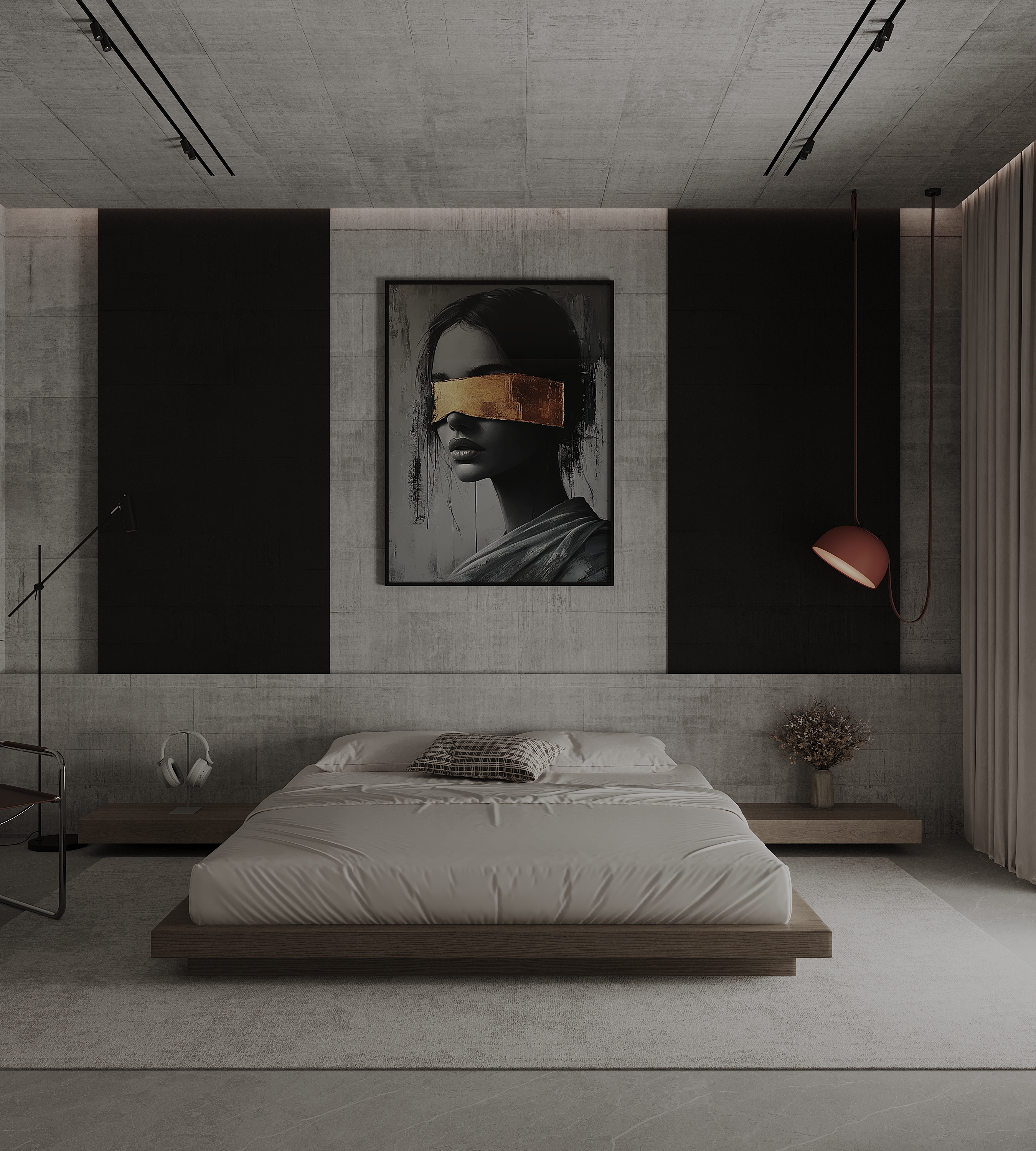 工业风主卧设计丨土耳其丨Mahmoud Ehab-4