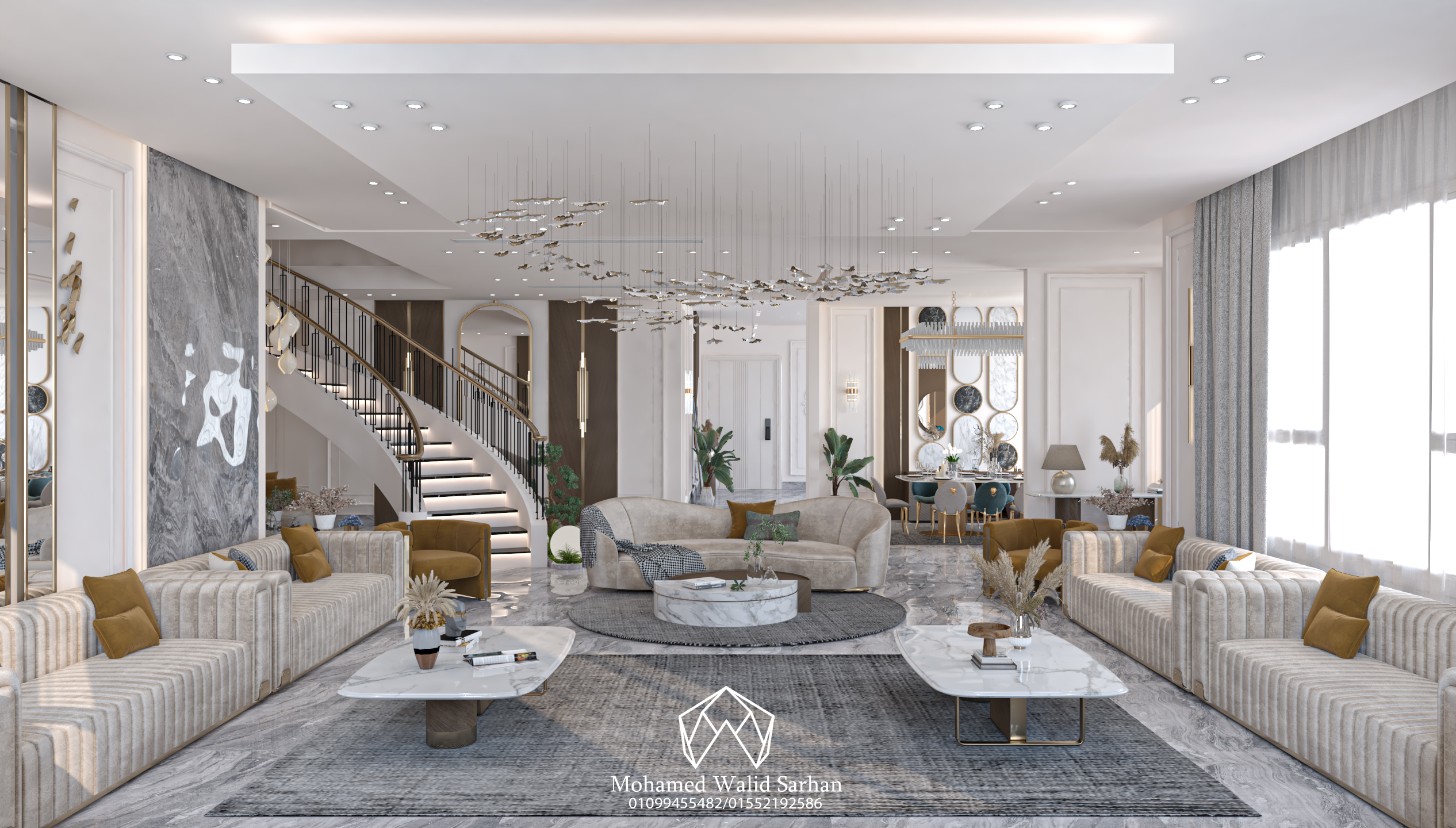 Reception and dinning room for villa in kuwait-8