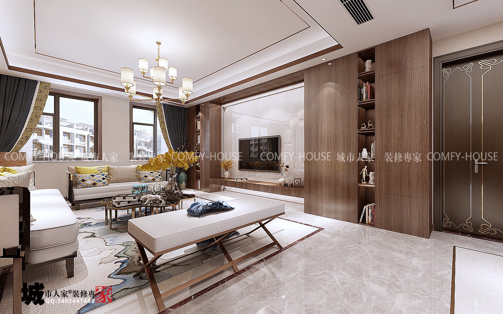 海尔绿城.麗园210平方中式风格 美炸天的中国风设计-10