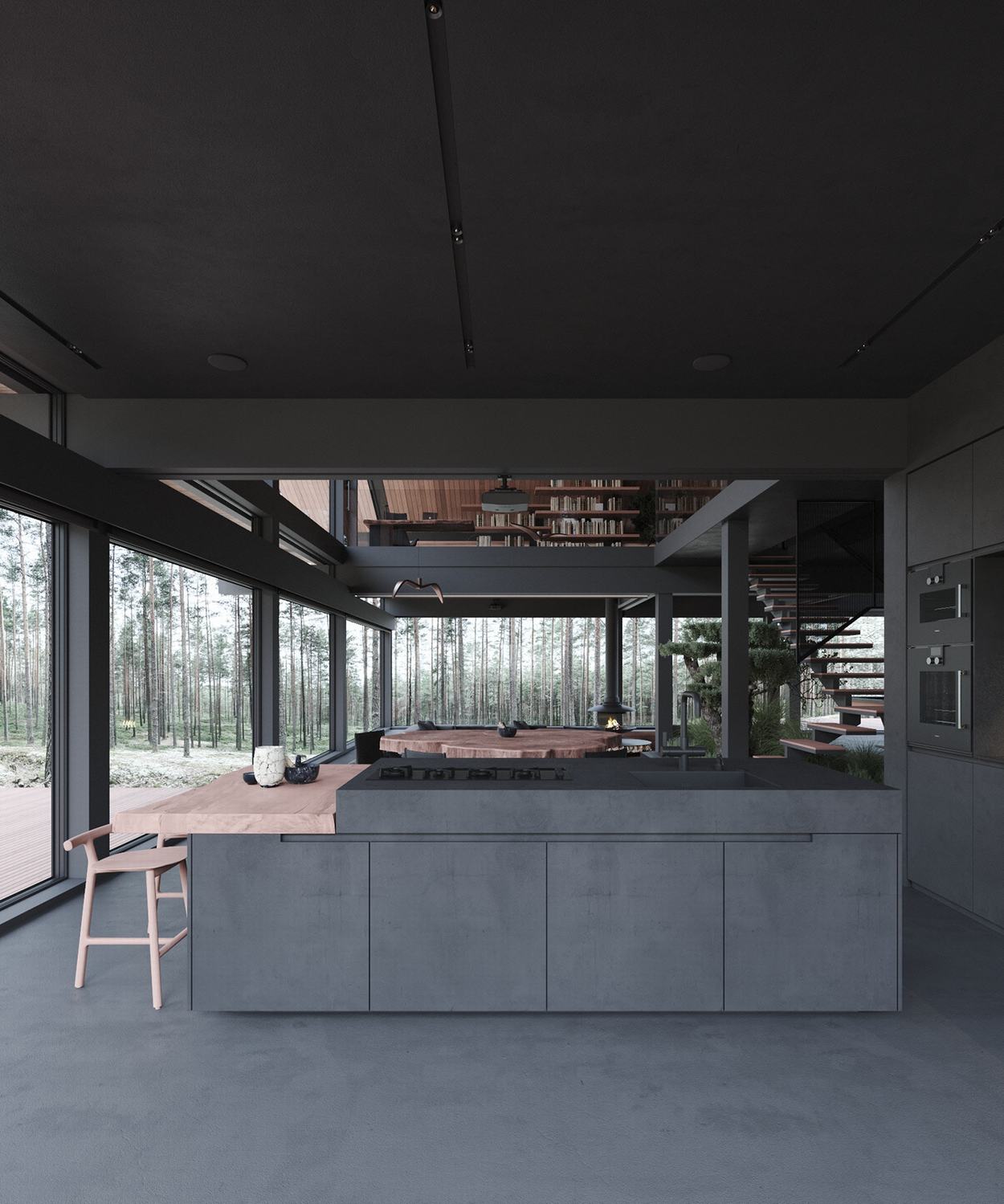 莫斯科森林中的自然共生别墅丨Stephen Tsymbaliuk-4