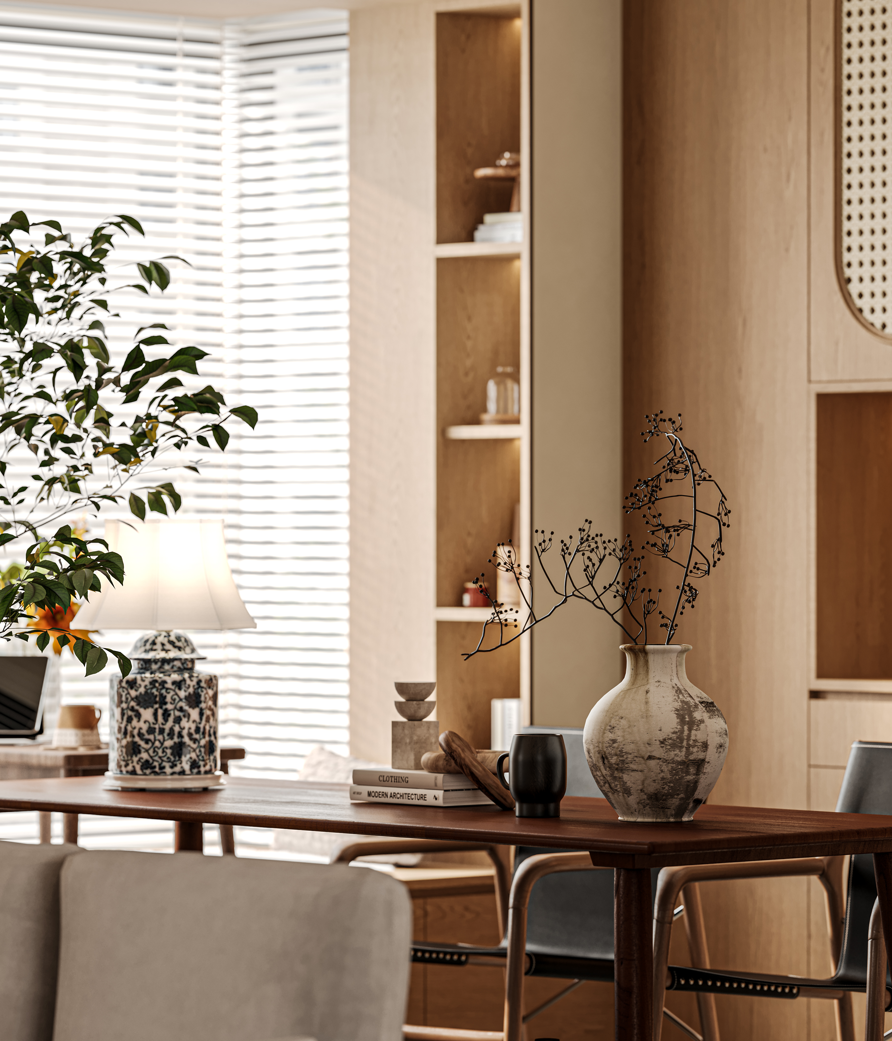 室内侘寂风客餐厅-5