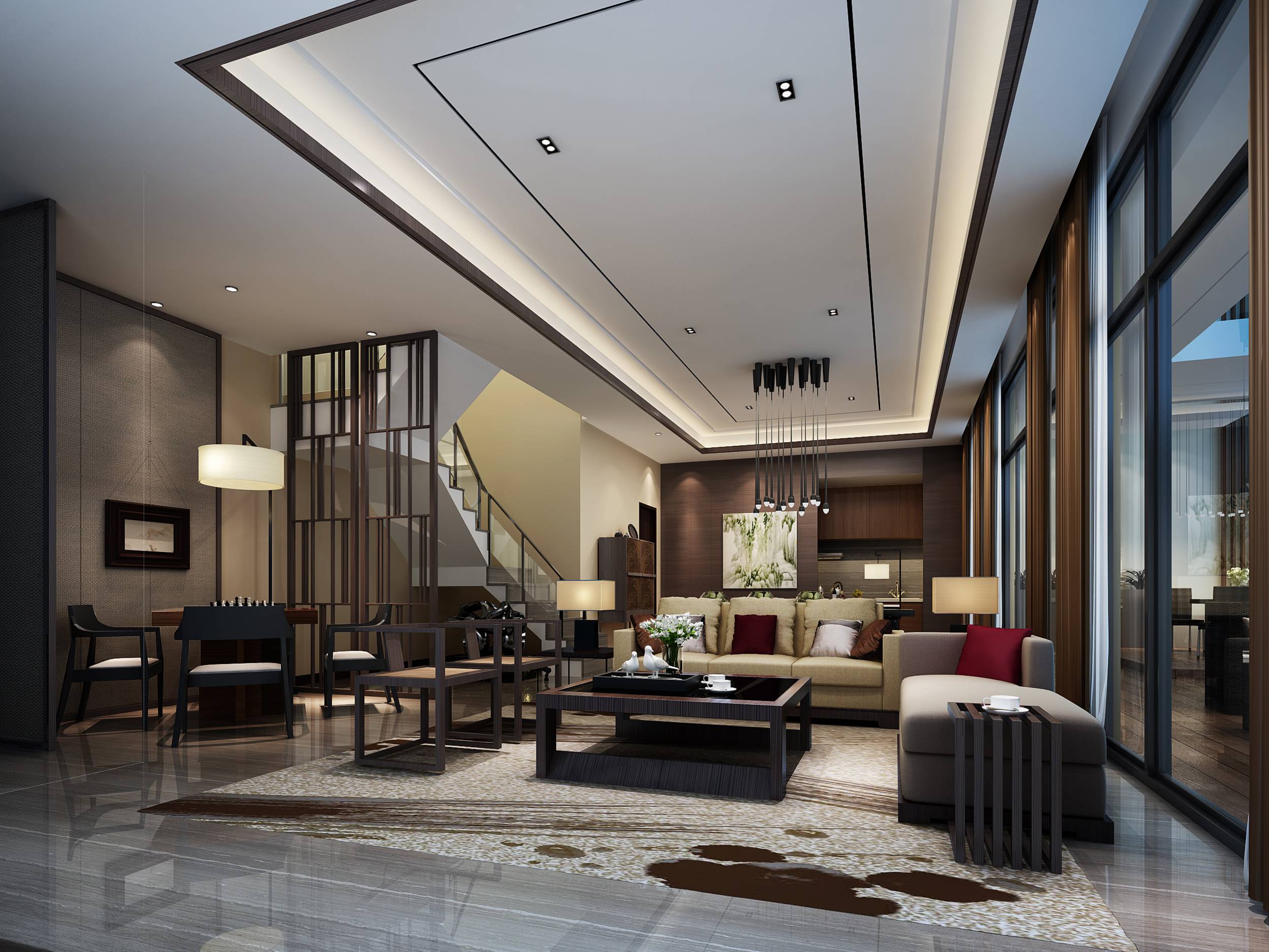 新中式 中式古典 奢华家装别墅样板房-5-7