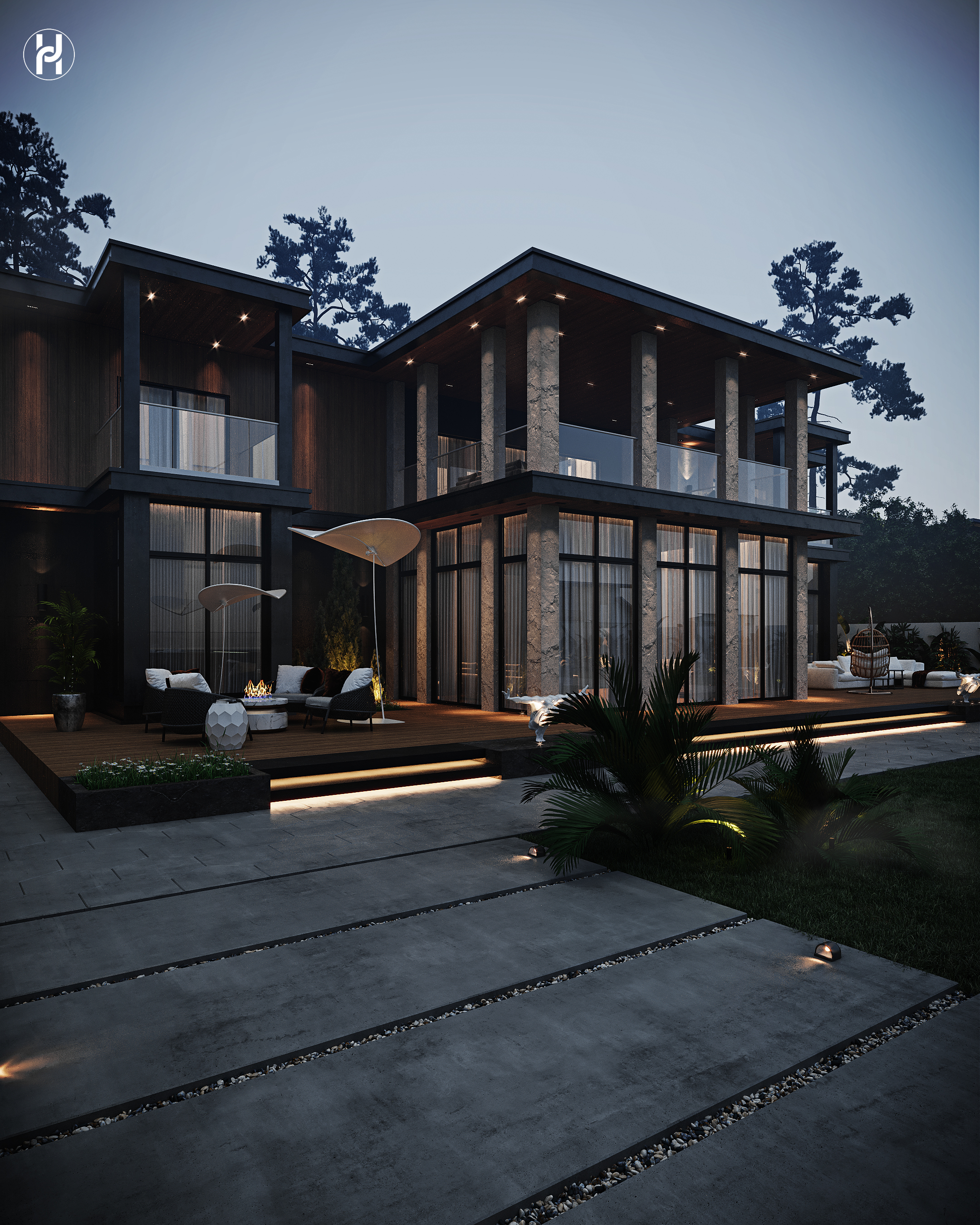 HOUSE IN BLACK 别墅外观及景观设计丨埃及丨Ahmed Hussein Designs-5