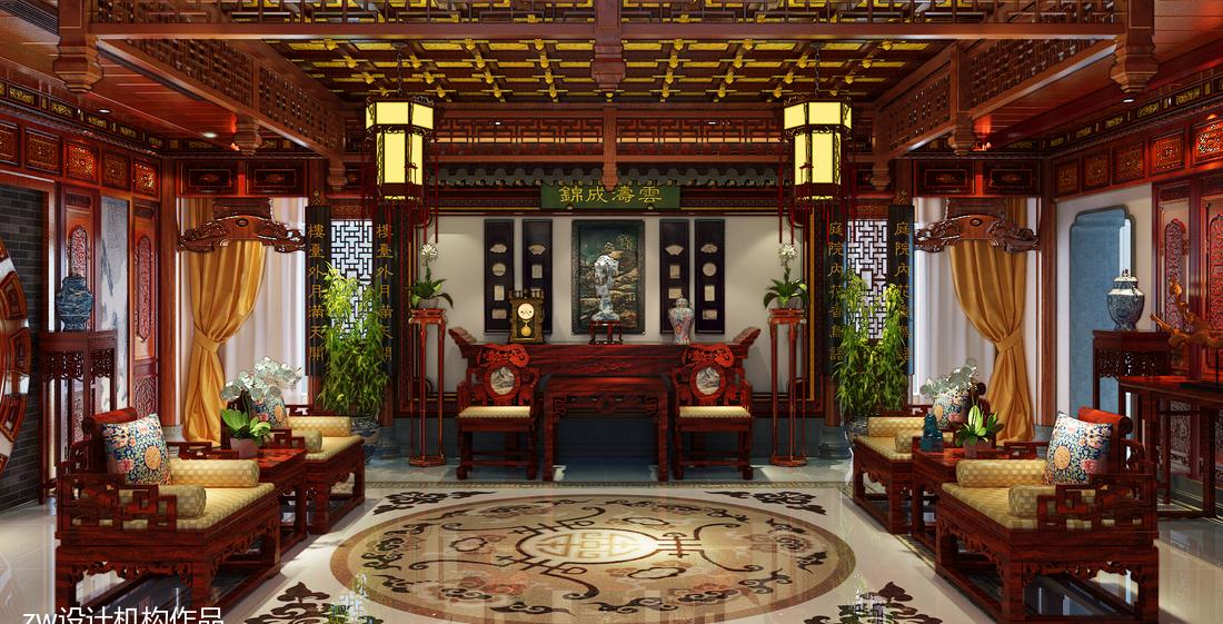 中式书房设计 | 月华临静夜的玄关与接待大厅-6