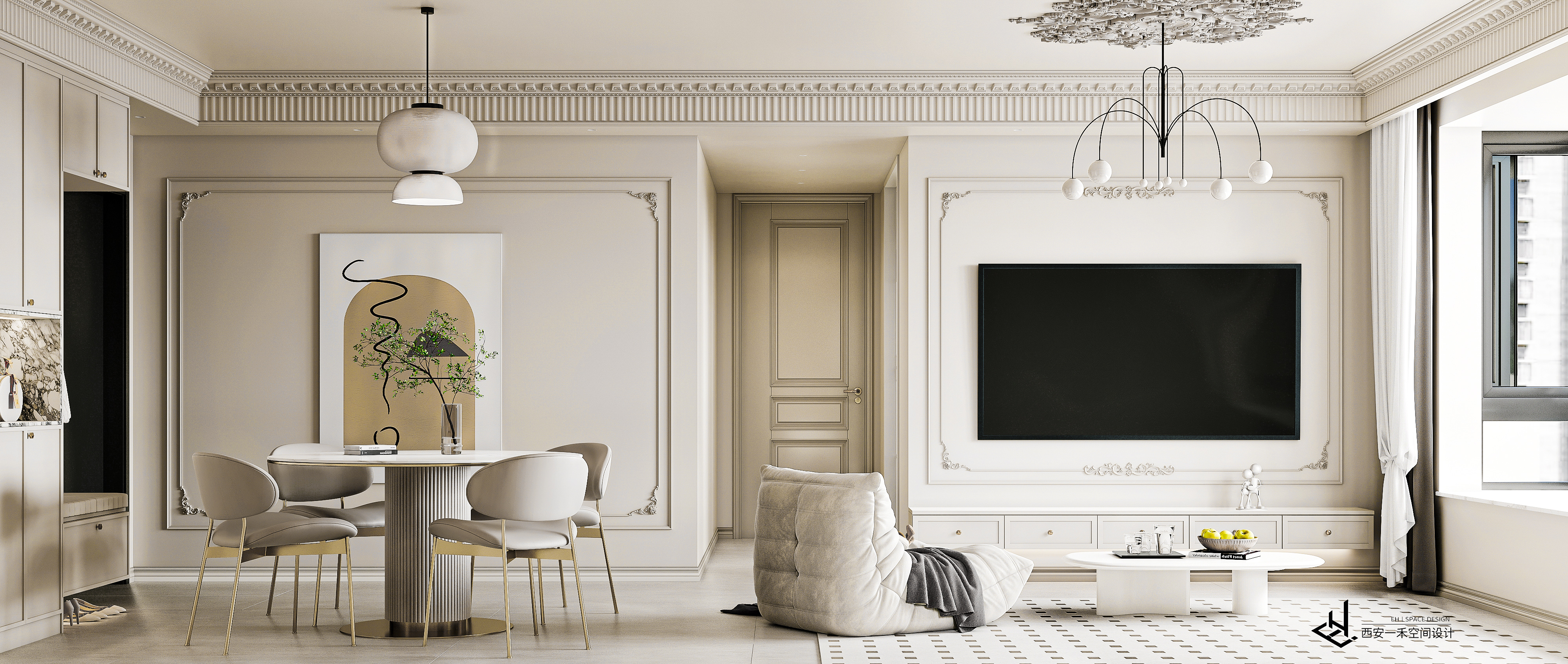 西安《尚品花都》丨中国西安丨壹禾墨影空间设计-10