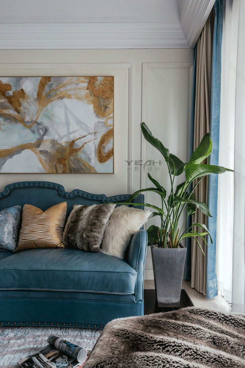 中南雅苑 | 140m² | 美式风格 | 奶油蓝与火烈鸟粉的完美融合-5