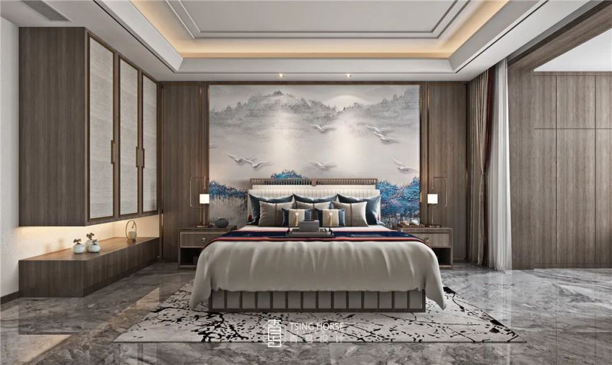 南飞鸿鸿锦城200㎡复式新中式设计丨青马别墅空间设计-55