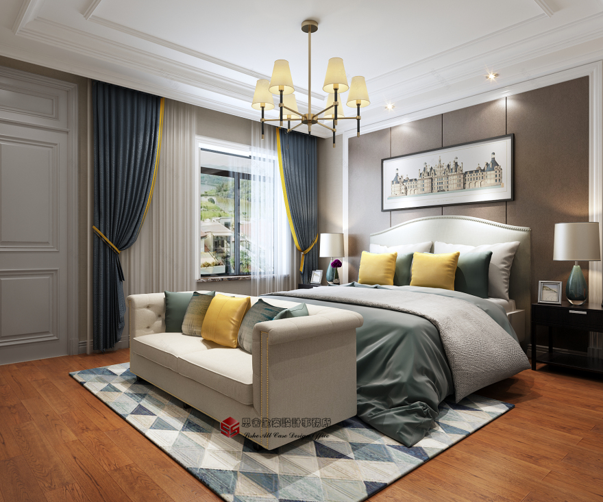 融合两种风格的地下室轻奢美式空间设计-16