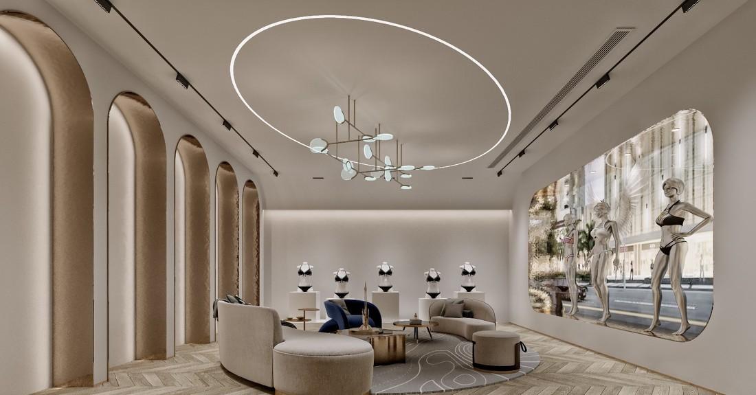 酷黑水波纹不锈钢打造的异形沙发，点睛之笔的试衣间设计-2