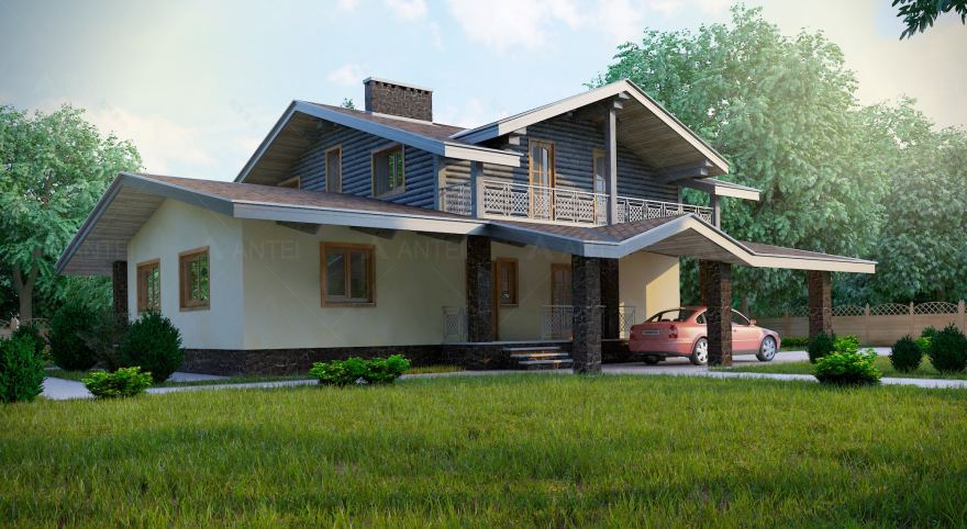 Проект мансардного дома с террасой «КМ-49» - Antei.by-3