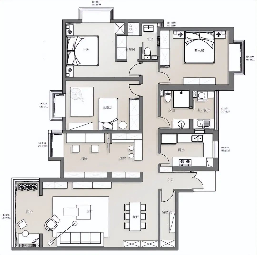 简约奶油风四房两厅设计丨中国成都丨丰立装饰-5