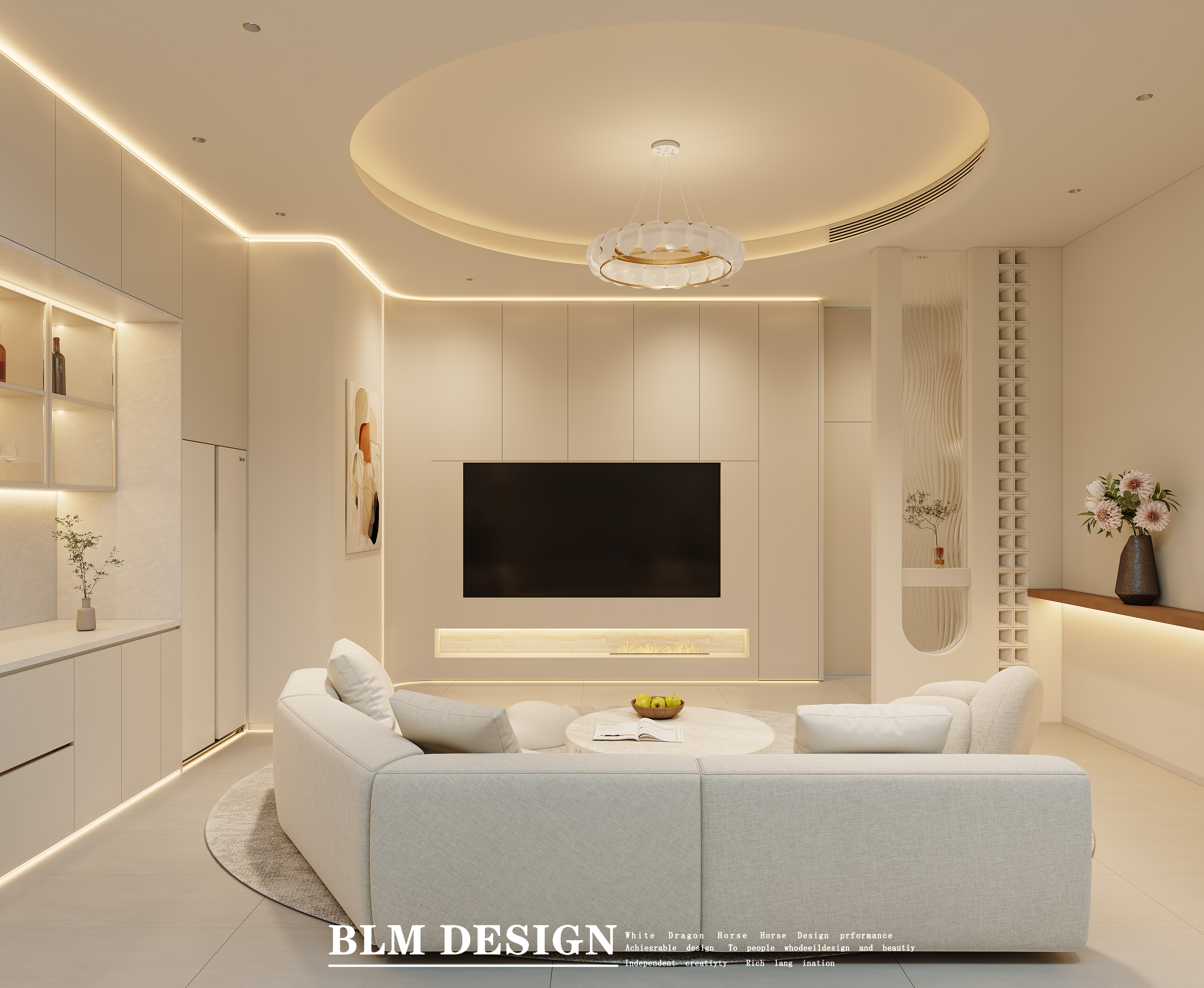 现代奶油家装效果图案例-1