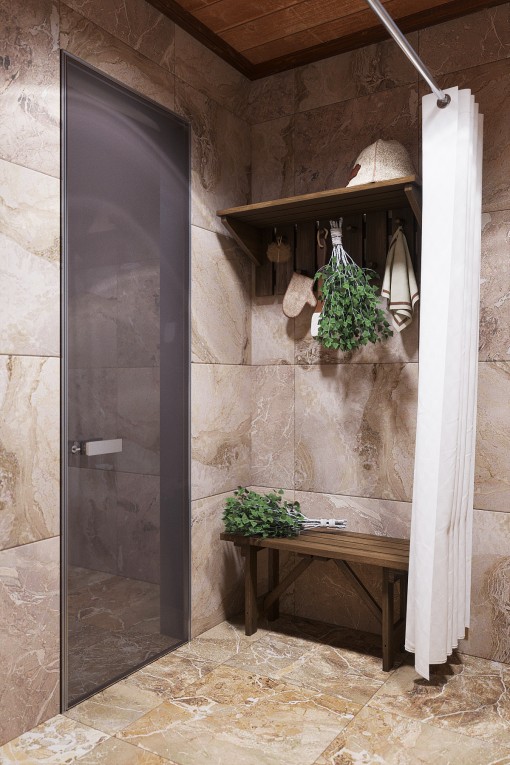 乡村别墅,郊区别墅的桑拿房及配套空间-10