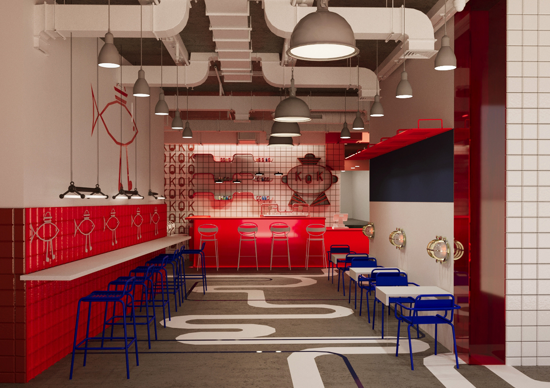 学习设计项目·咖啡馆“КОК”室内设计-2