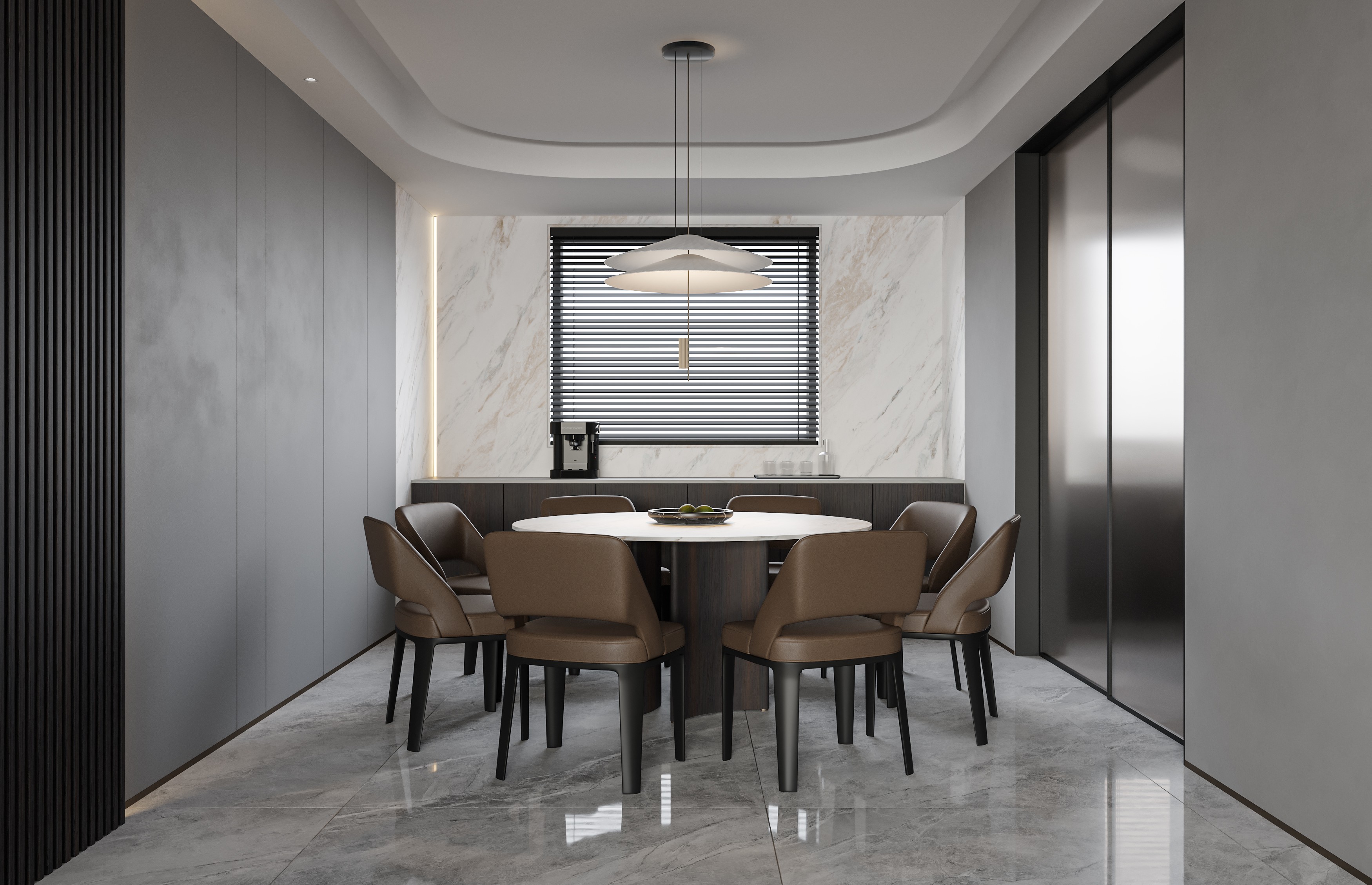 现代简约暗色系大平层客餐厅-3