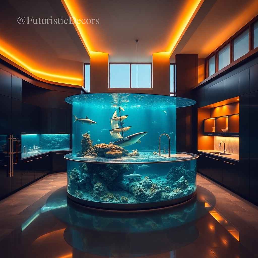 鲨鱼水族馆厨房岛设计丨FuturisticDecors-213
