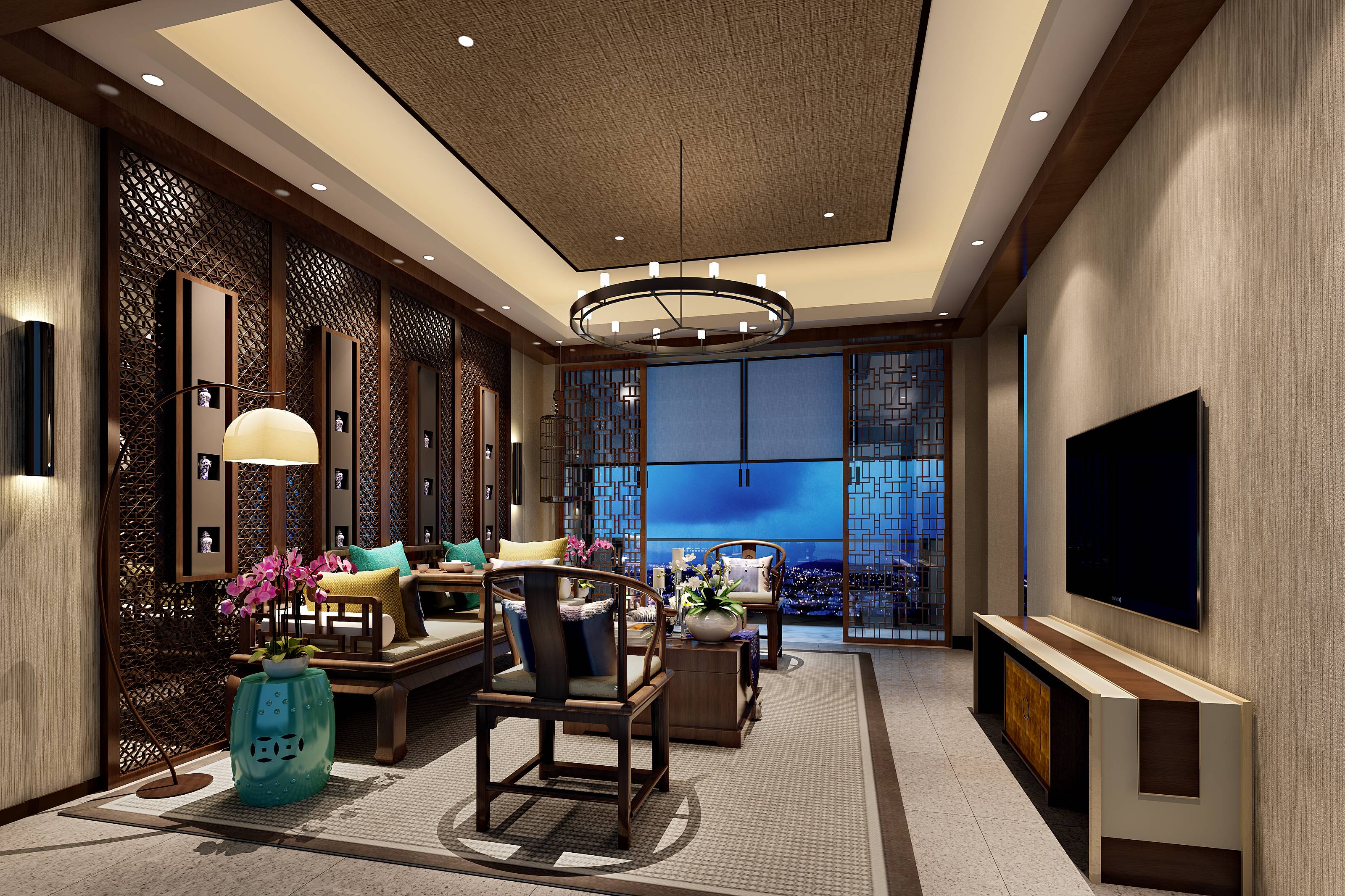 新中式 中式古典 奢华家装别墅样板房-13-1