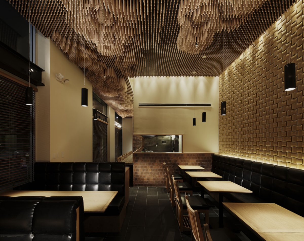 洛杉矶日式餐厅云朵天花板设计-8