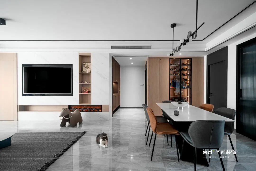 浙江金华 129㎡现代婚房,无主灯设计、客餐厅一体显大气-31