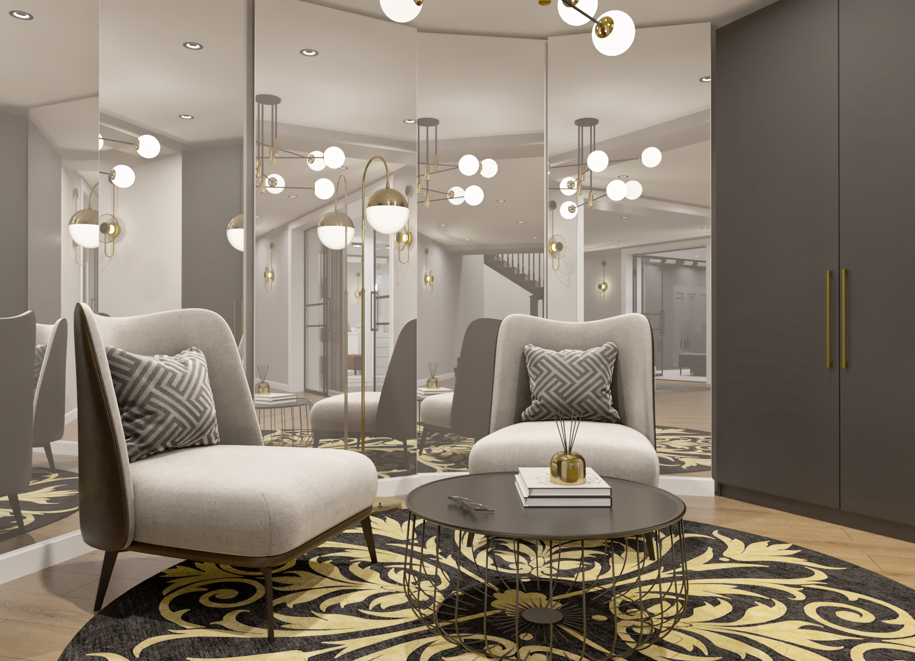 Basement floor design with two dressing rooms-5