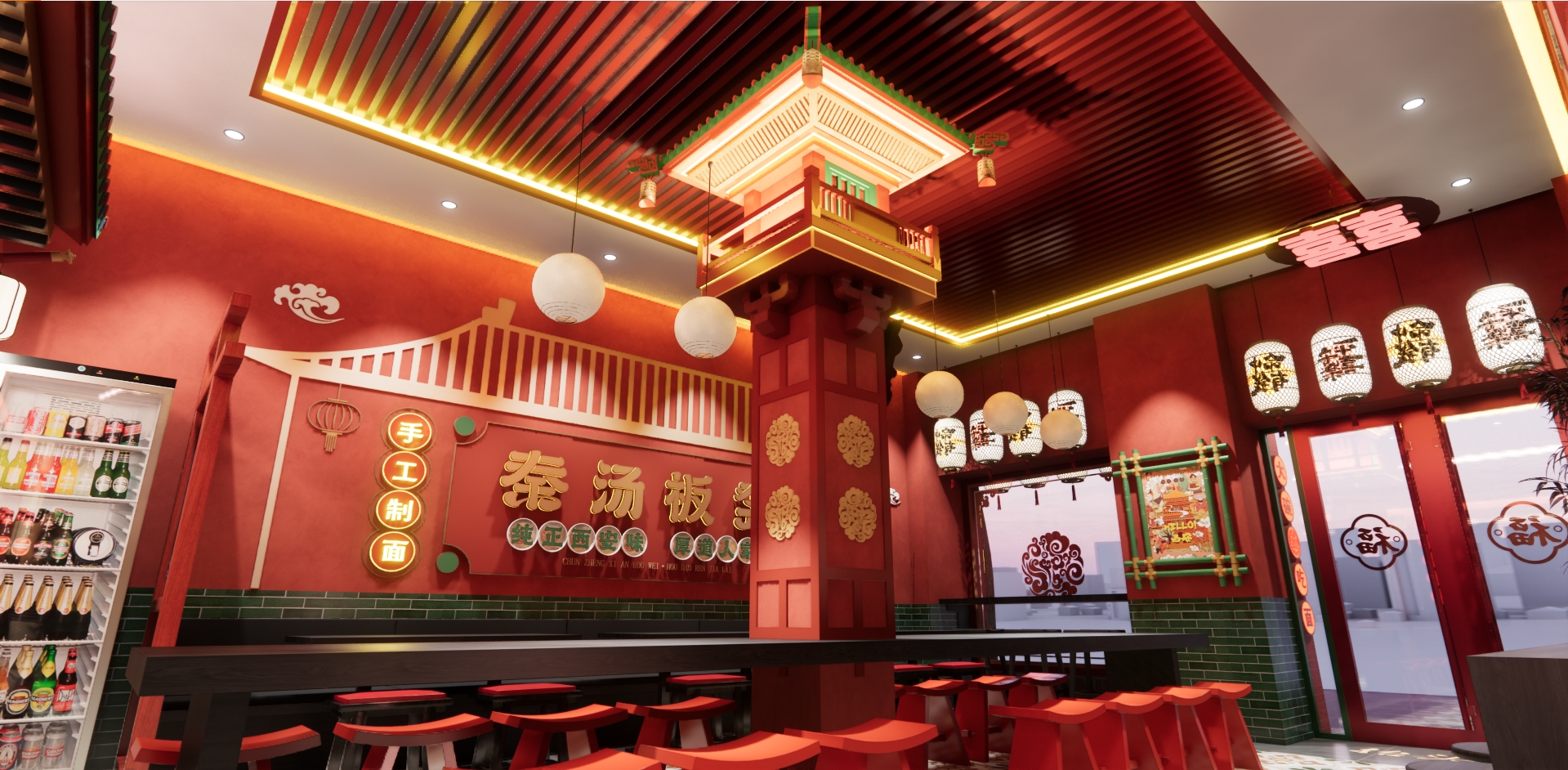 【秦汤板凳】天津网红西安面馆设计-51