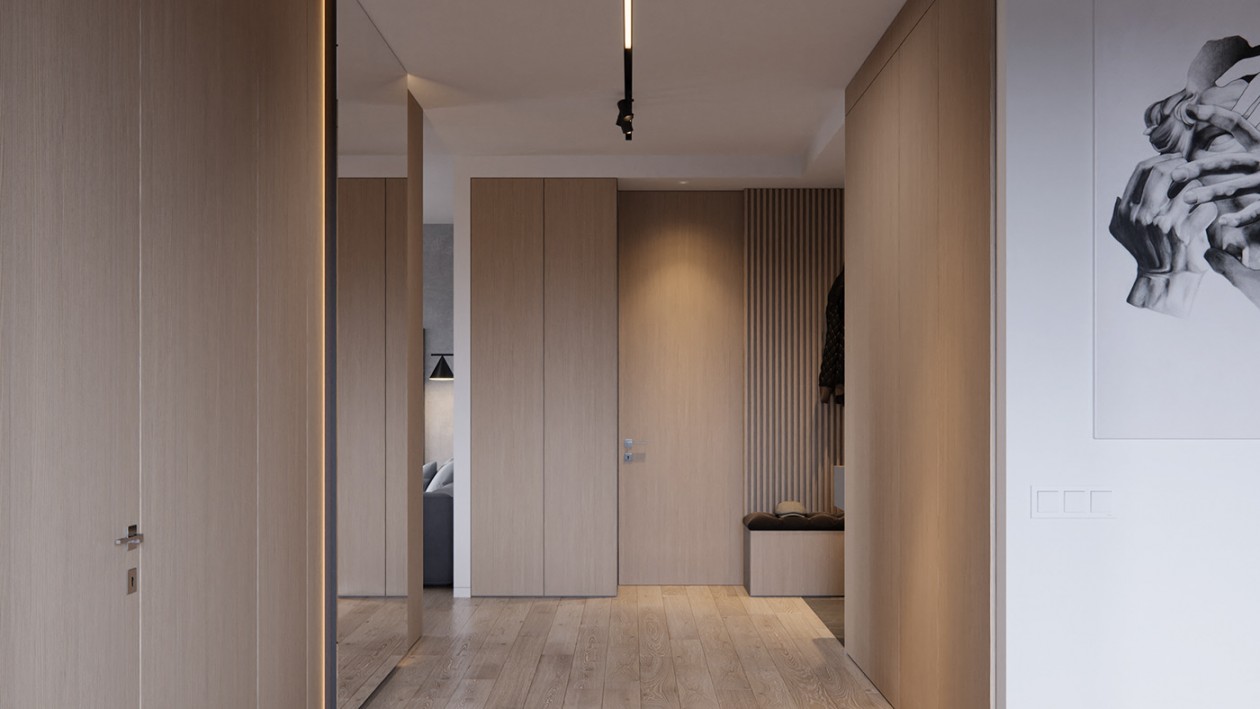 高级灰+原木 经典的自然生态材料和明快的家具相结合-9