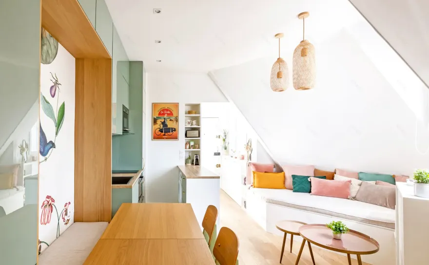 巴黎 30m2 多彩小户型公寓设计-1