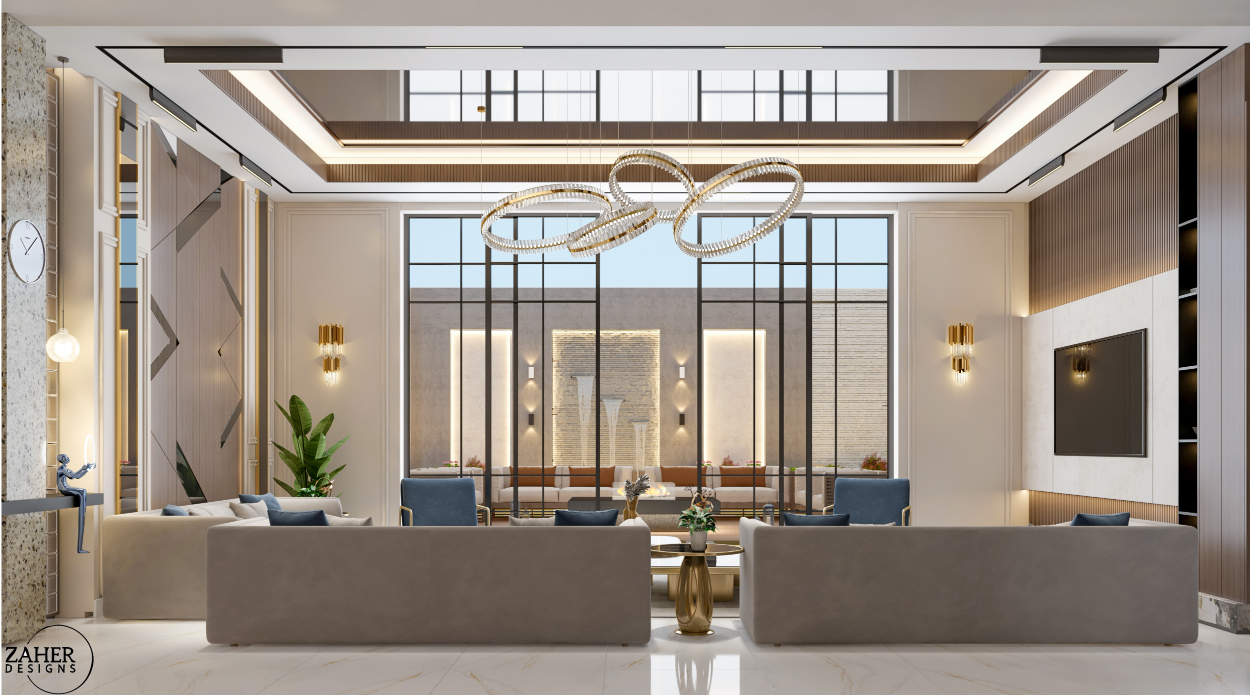 豪华客厅和餐厅设计丨沙特阿拉伯丨Zaher Design Studio-16