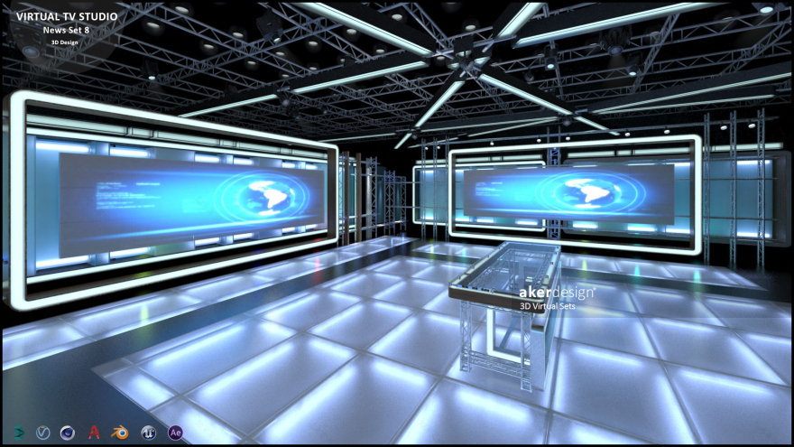 虚拟电视演播室新闻布景 8-8
