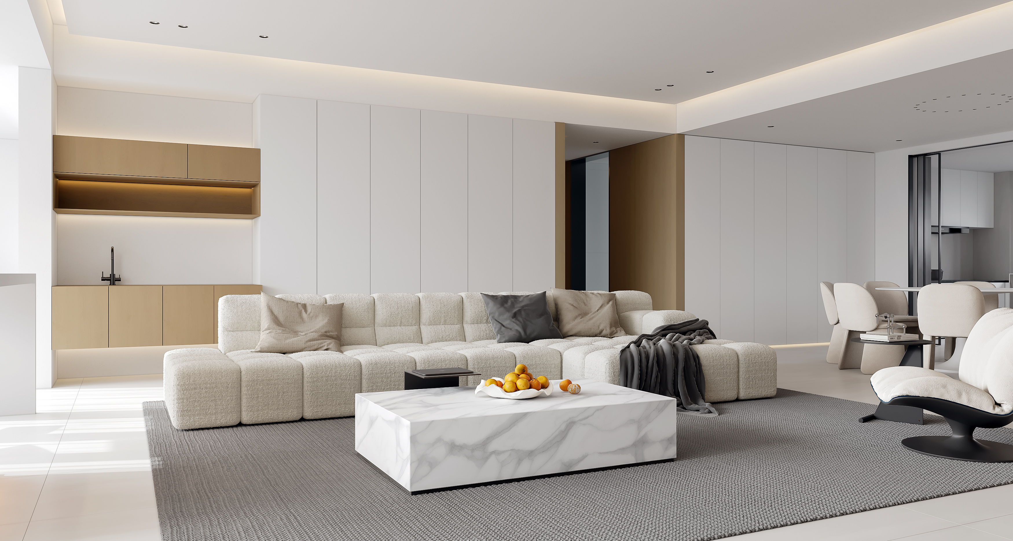 现代简约原木风大平层效果图丨中国益阳-6