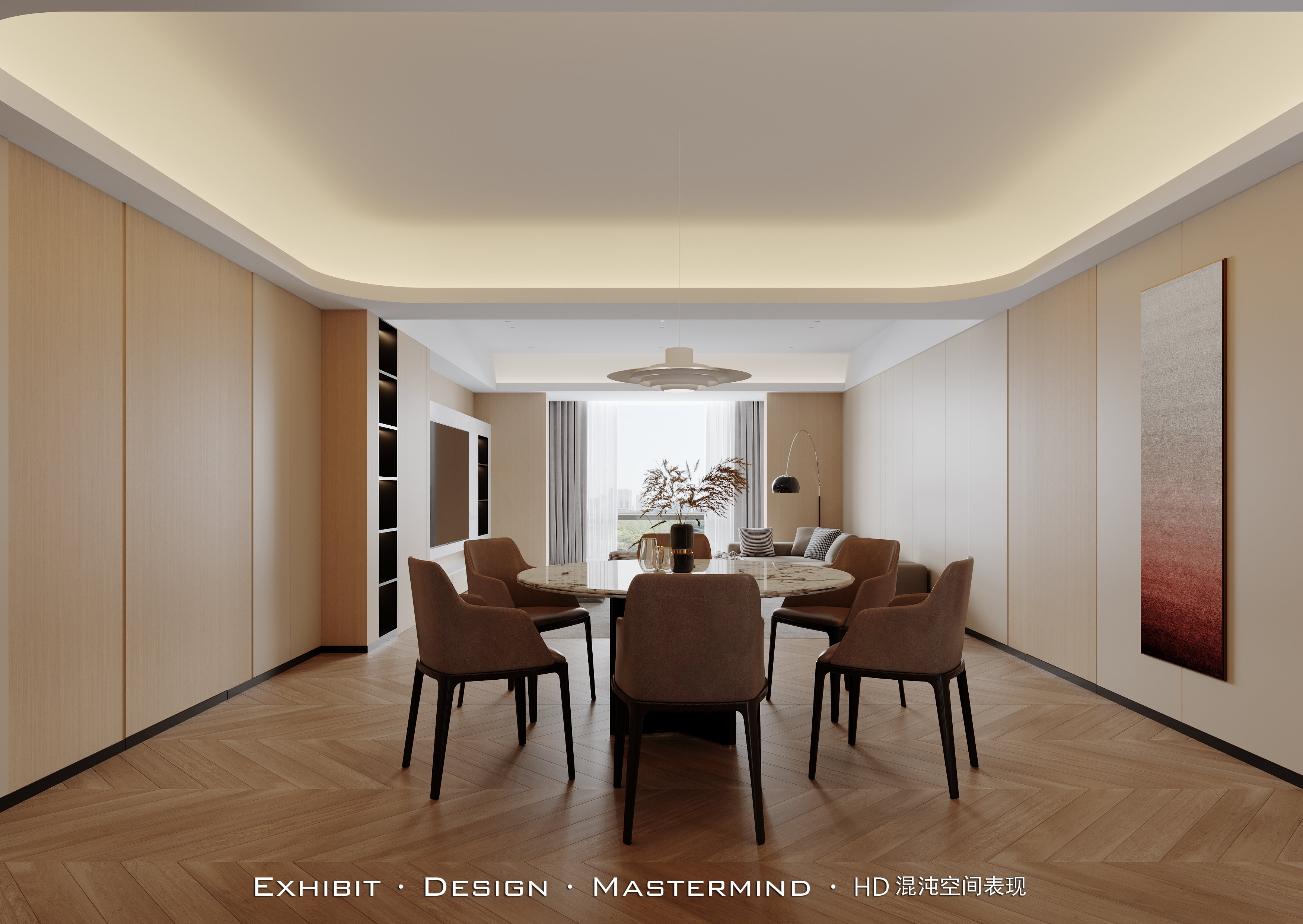 新作首发 现代轻奢风 客餐厅×混沌空间视觉表现-3
