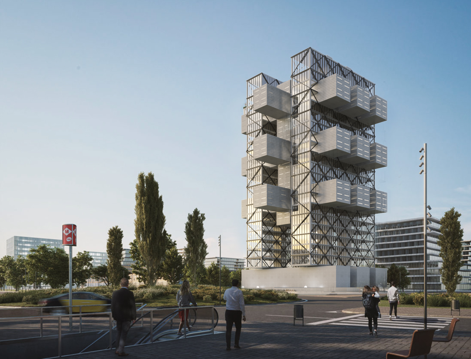 寄生之塔——融合商业、住宅与酒店的网格设计-11