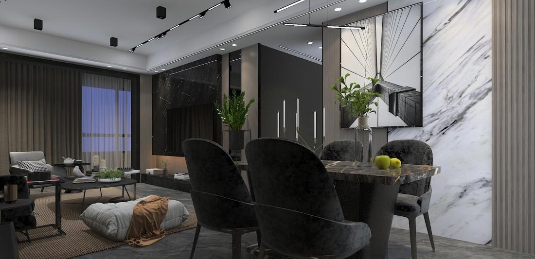 商丘轻奢后现代黑白灰装修设计-6