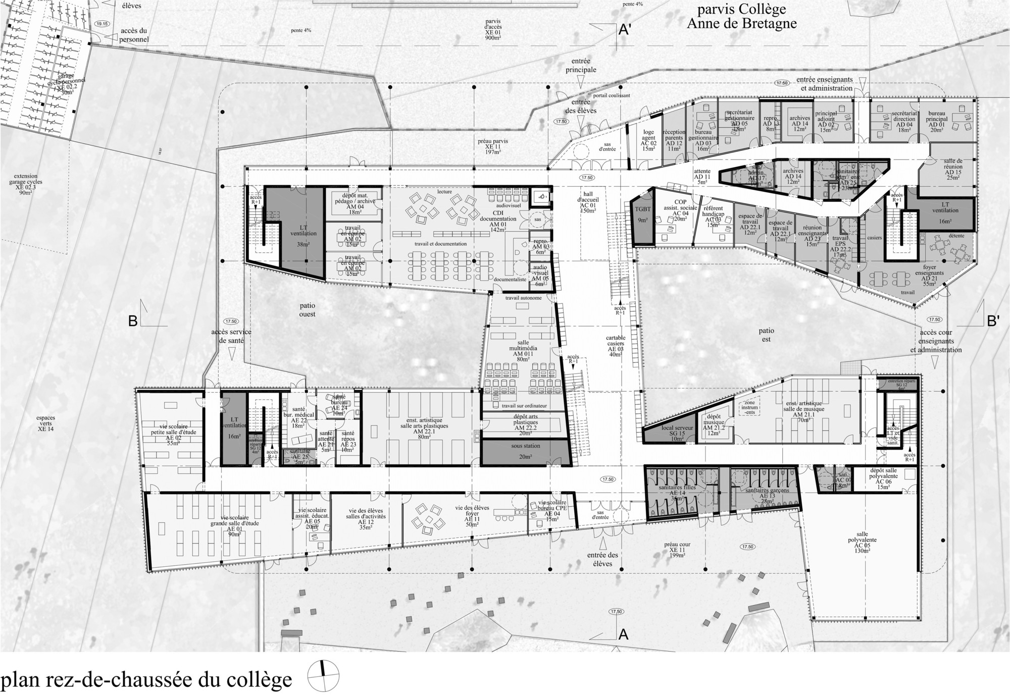 安茹布列塔尼中学教育建筑-2