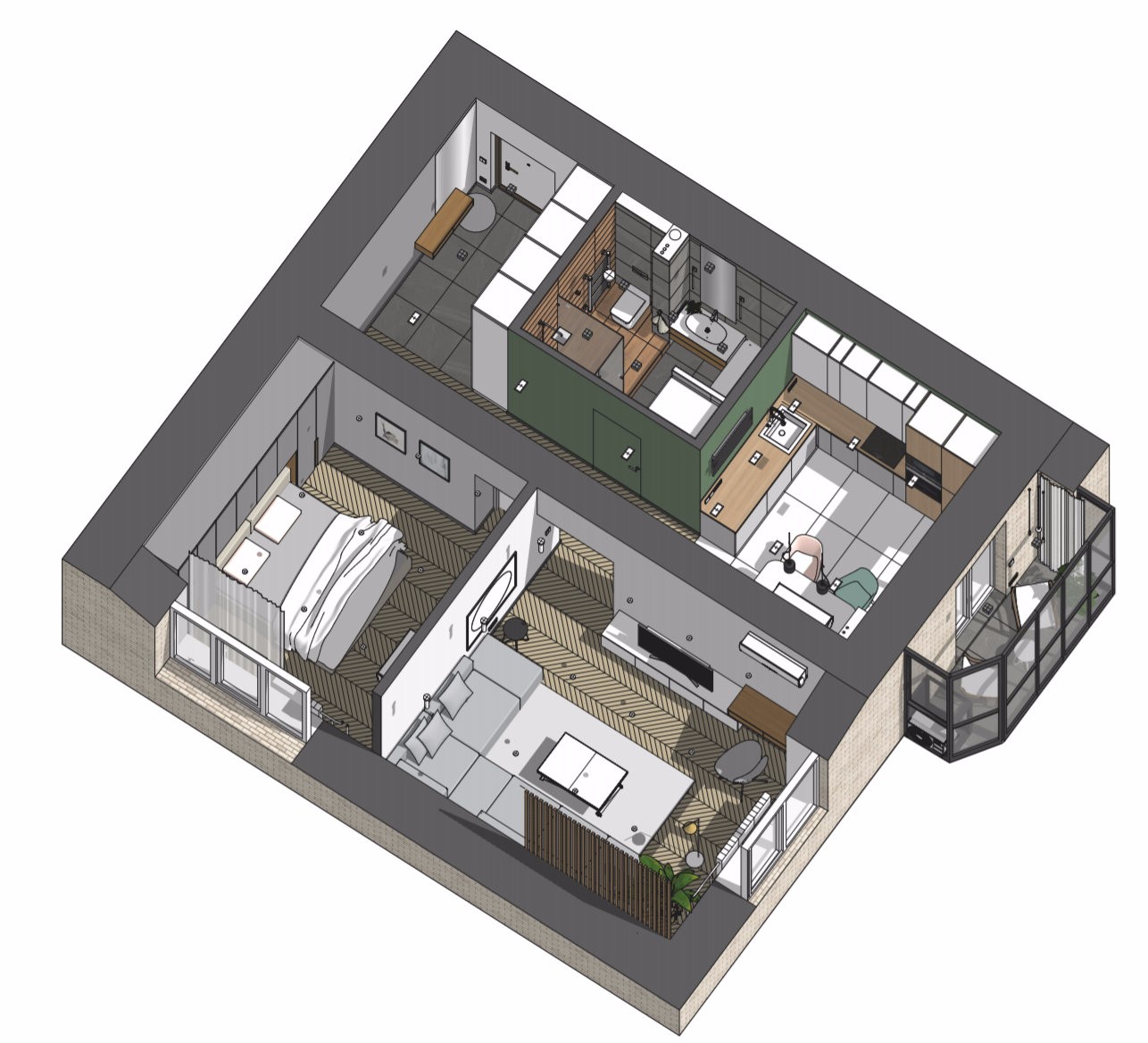 俄罗斯 72㎡现代宜居小窝-2