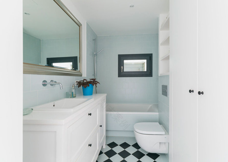 Barcelona apartment renovation by Nook with tiles and window seat-29