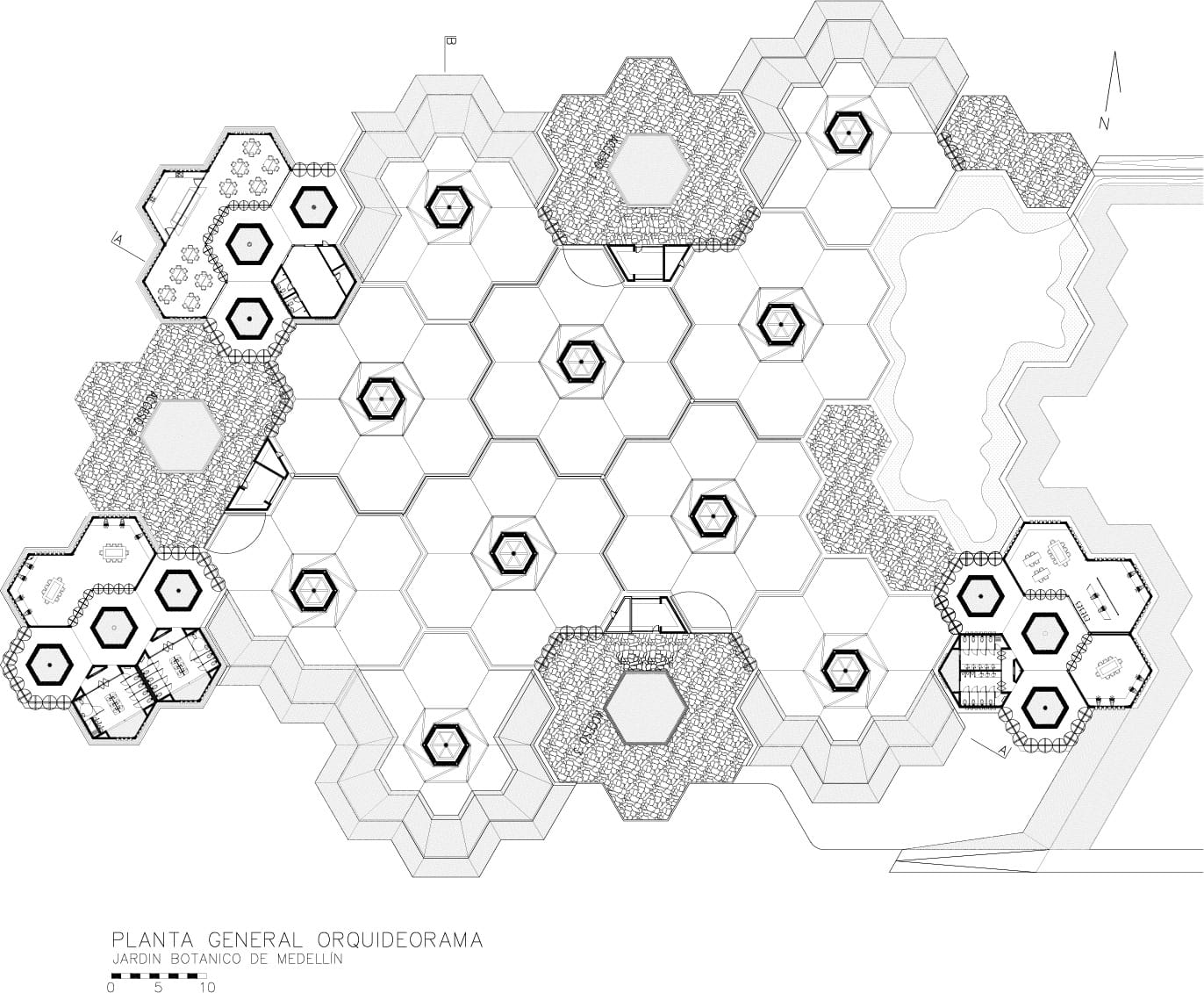 几何形户外顶棚设计 · Orquideorama丨PLAN:B-30