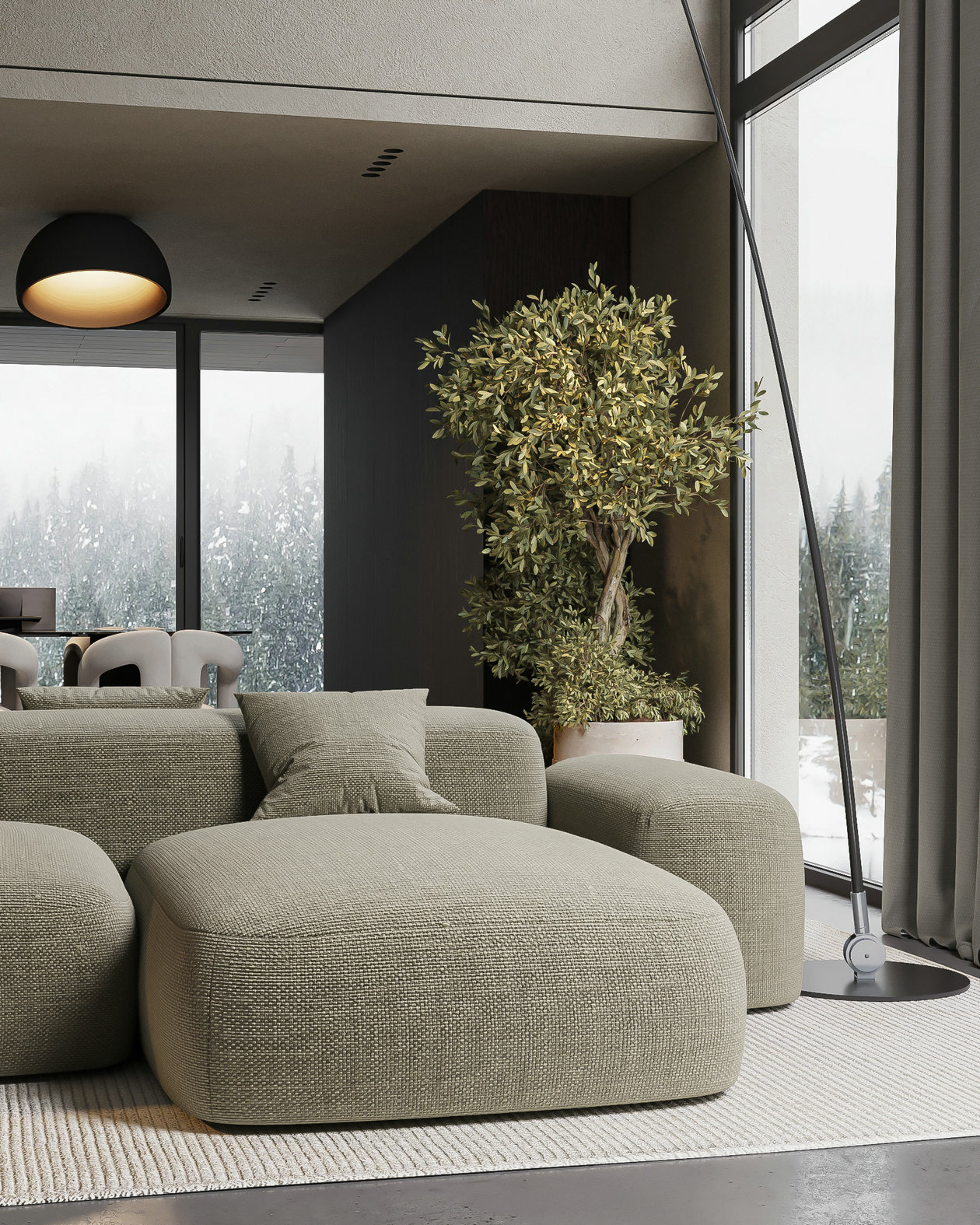 水泥灰+绿色居住空间设计-6